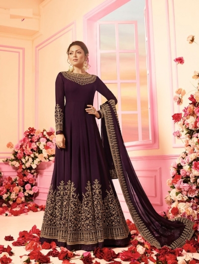 Drashti Dhami Wine georgette wedding anarkali 2202