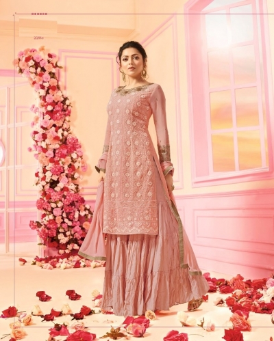 Drashti Dhami Pink georgette wedding Sharara 2205