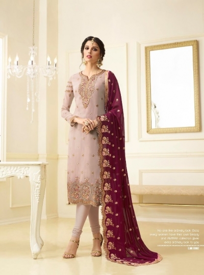 Light pink georgette Indian wedding straight cut churidar 10007