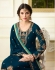 Cyan blue georgette Indian wedding straight cut churidar 10008