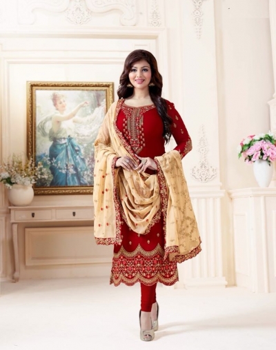 Ayesha Takia Red straight cut Indian churidar suit 32002