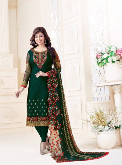 Ayesha Takia Green straight cut Indian churidar suit 32003