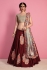 Maroon gold raw silk Indian wedding wear lehenga choli 407