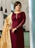 Ayesha Takia Maroon color satin georgette straight cut Indian wedding salwar kameez 22126