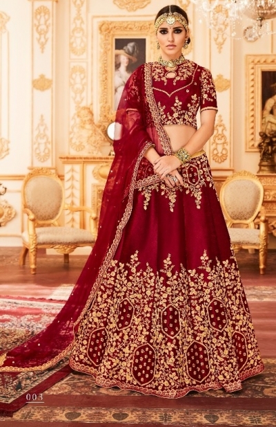 Maroon Silk Indian wedding Lehenga choli 003