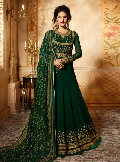 Amyra Dastur Green georgette wedding anarkali 9083