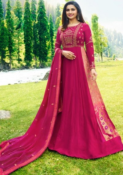 Bollywood Prachi Desai Pink Georgette Indian wedding anarkali 8078