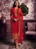 Red color straight cut salwar kameez 10063