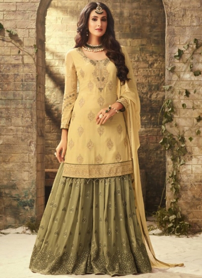 Yellow Green georgette wedding wear sharara 52004