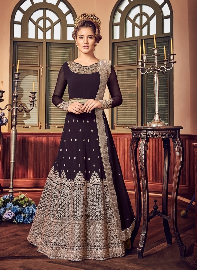 Wine color georgette party wear anarkali 5801