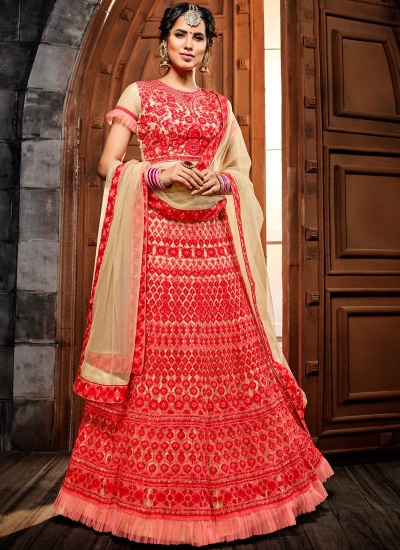 Cream net net wedding lehenga choli 4991