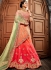 Peach pink shaded silk net wedding lehenga choli 4993