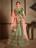 Green satin silk Indian Wedding lehenga choli 8001