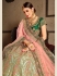 Green satin silk Indian Wedding lehenga choli 8001