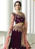 Wine silk embroidered Indian wedding lehenga choli 13172