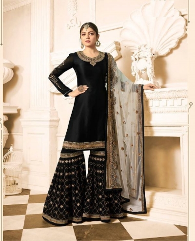 Drashti Dhami Black wedding sharara suit 2508