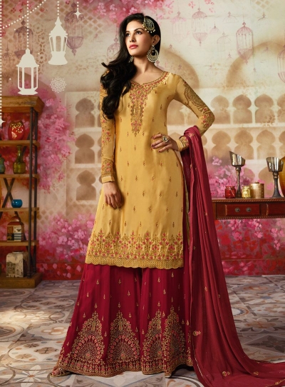 Amyra Dastur Yellow Indian sharara style wedding suit 4008