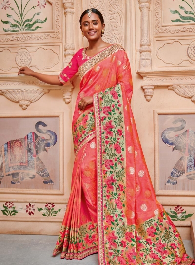 Peach pure banarasi silk saree 2009