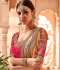 Mustuard pink color pure banarasi silk wedding saree 2014