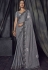 Grey Color Lycra designer party wear saree