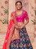 Blue and pink Banarasi silk wedding lehenga choli