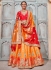 Orange and red Banarasi silk wedding lehenga choli