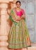 Lemon green Banarasi silk wedding lehenga choli