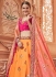 Yellow and pink Banarasi silk wedding lehenga choli