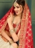 White and red color silk Indian wedding lehenga choli 608