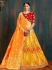 yellow and red pure banarasi silk Indian wedding lehenga choli 62004