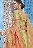 Green and Peach silk Indian wedding lehenga choli 1006