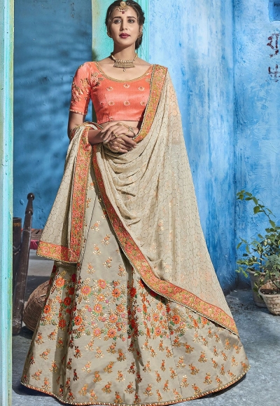 Grey silk Indian wedding lehenga choli 1010