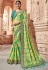 Green yellow check silk Indian wedding wear saree 1913