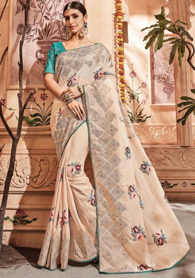 Dusty silk Indian wedding wear saree 1915