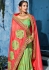 Salmon green color silk Indian wedding wear saree 1109