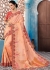 Peach color Indian wedding wear silk saree 7002