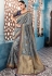 Grey color Indian wedding wear silk saree 7004