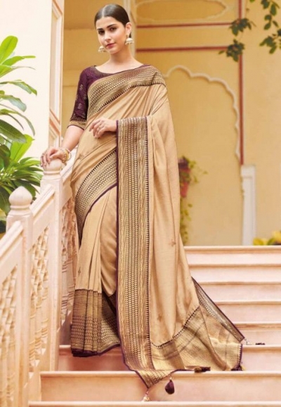 Chikoo banarasi weaving silk Indian wedding saree 1004