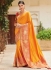 Yellow banarasi weaving silk Indian wedding saree 1010