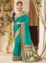 Teal banarasi weaving silk Indian wedding saree 1014