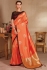 Peach color silk Indian wedding saree 927