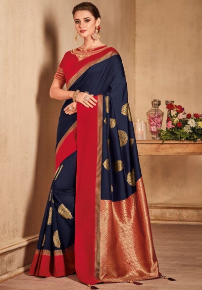 Blue color silk Indian wedding saree 933
