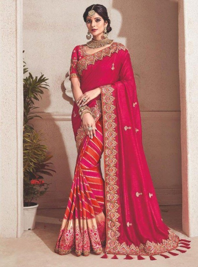 Pink fancy silk Indian wedding saree 2303