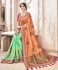 Green peach fancy silk Indian wedding saree 2310