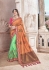 Green peach fancy silk Indian wedding saree 2310