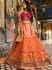 Malaika arora khan Orange Pink silk Indian wedding Lehenga choli 13196