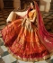 Offwhite Orange red silk Indian wedding Lehenga choli 13197