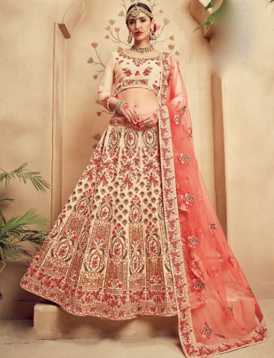 Cream color Traditional Indian heavy designer wedding lehenga choli 10003