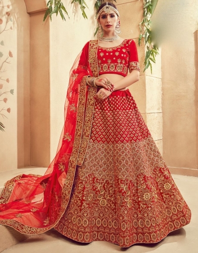 Red color Traditional Indian heavy designer wedding lehenga choli 10005