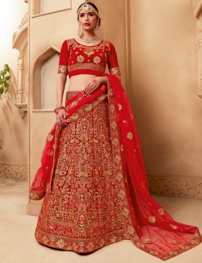 Red color Traditional Indian heavy designer wedding lehenga choli 10007